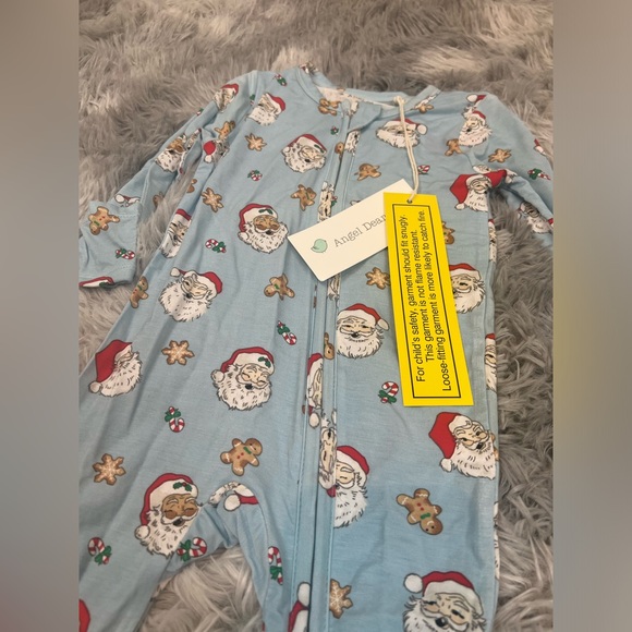 Angel Dear Vintage Santa’s Blue Zipper Bamboo Footie - Picture 2 of 3